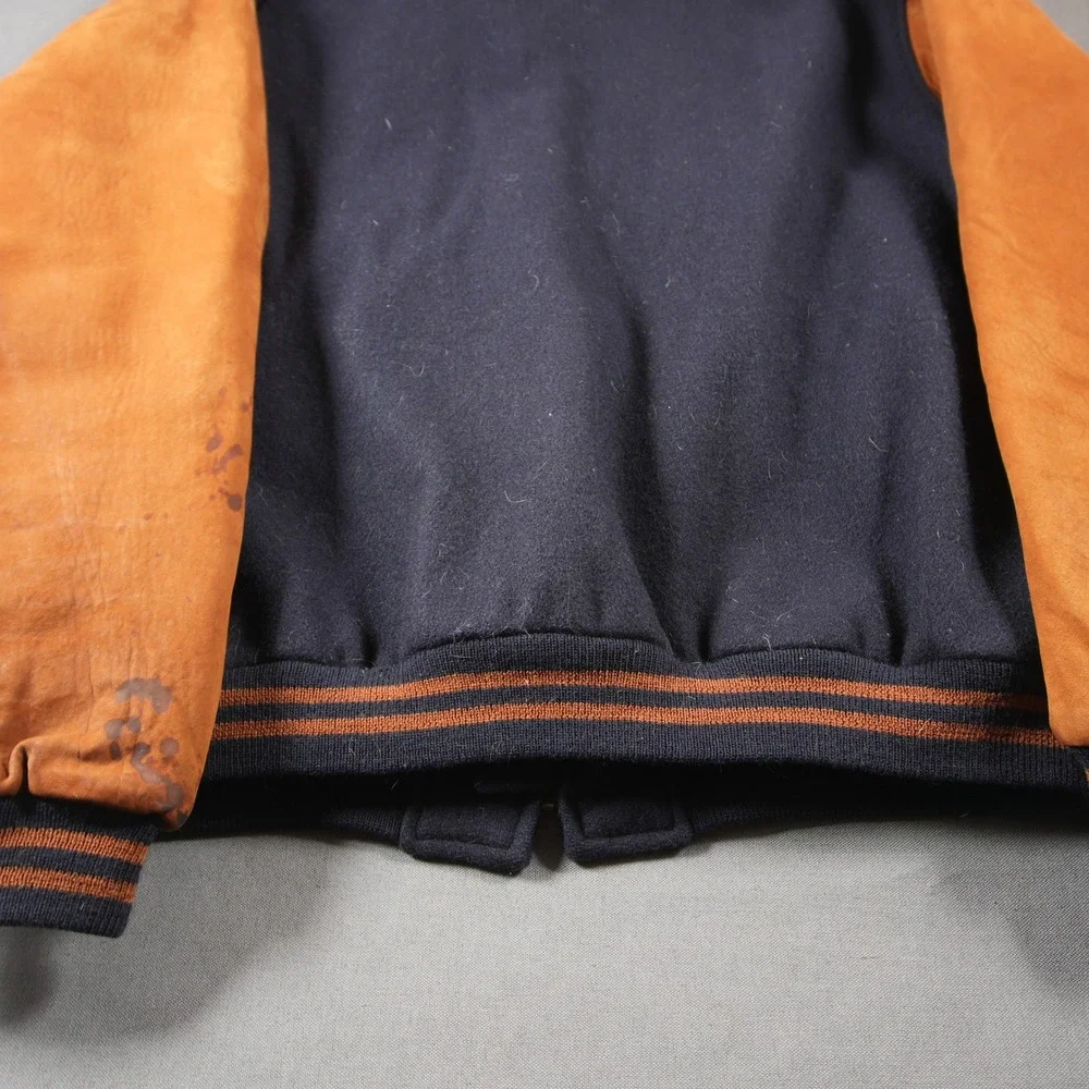VTG USA Golden Bear Varsity Bomber Wool Leather Men Jacket XXL University Retro